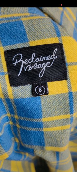 Camisa cuadros azul y amarilla Vintage