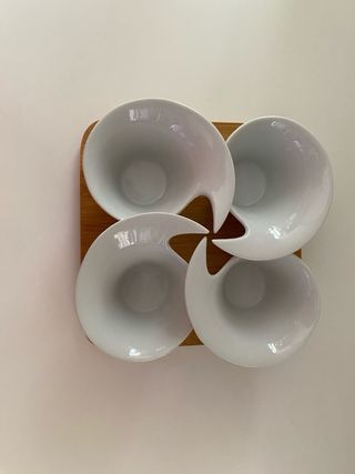 Set 4 Particolari Ciotoline su base in legno