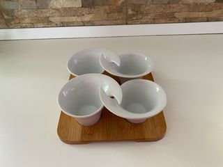 Set 4 Particolari Ciotoline su base in legno