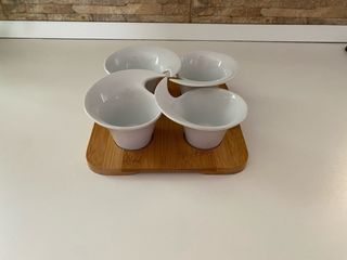 Set 4 Particolari Ciotoline su base in legno