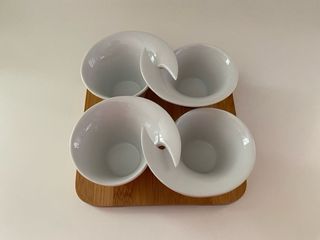 Set 4 Particolari Ciotoline su base in legno