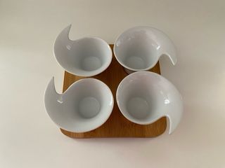 Set 4 Particolari Ciotoline su base in legno