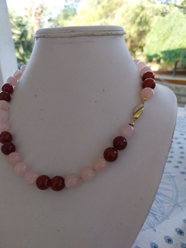 Collana vintage quarzo rosa 