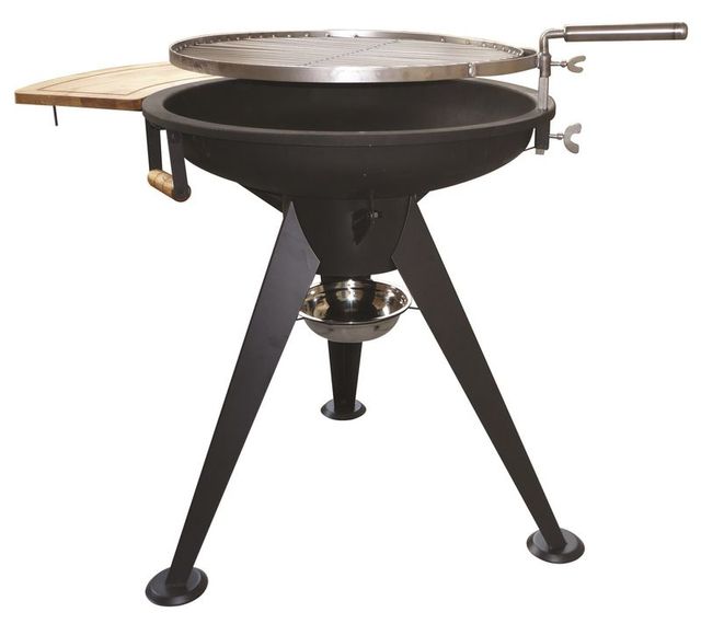 Barbacoa para leña y carbón con parrilla giratoria