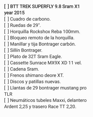 Bicicleta de montaña en carbono BTT TREK