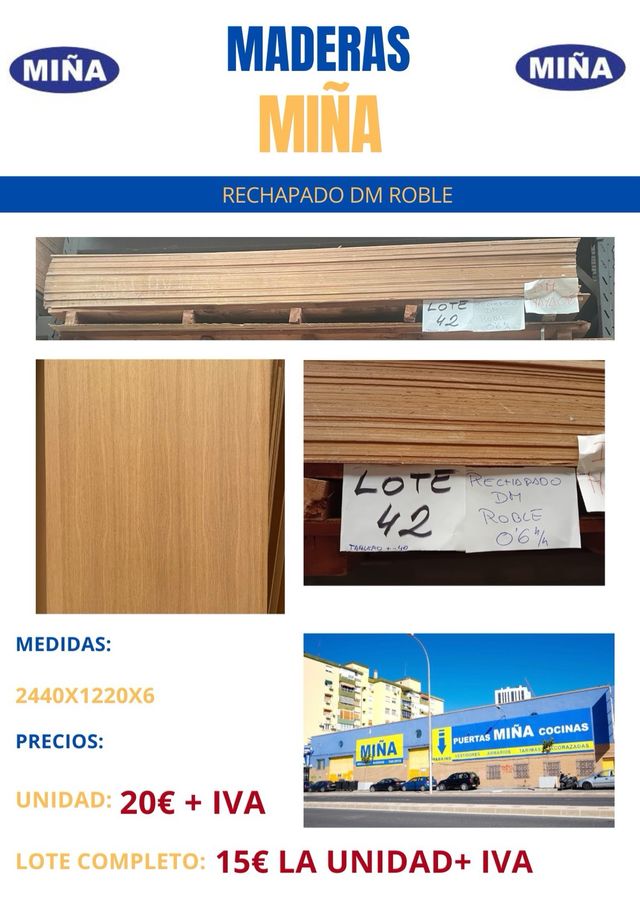 TABLEROS RECHAPADO DM ROBLE