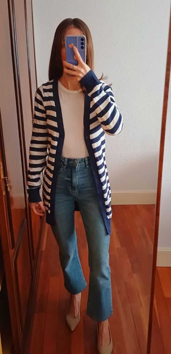 Chaqueta de punto de rayas marineras