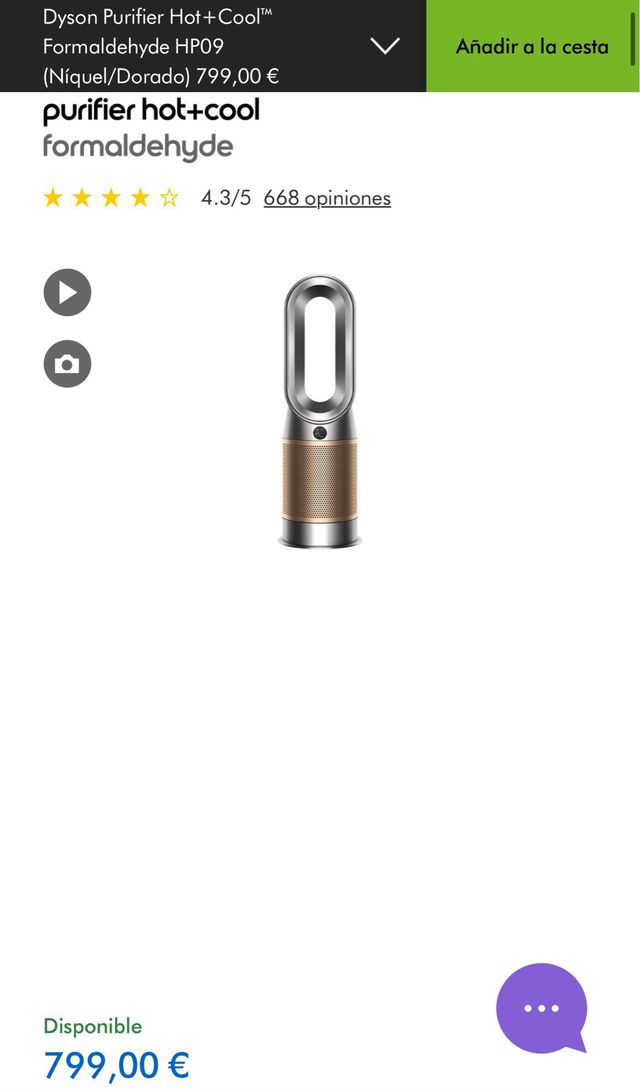 Purificador Dyson hot & cool formaldehyde