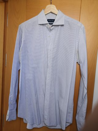 Camisa M blanca Massimo Dutti con puntos azules