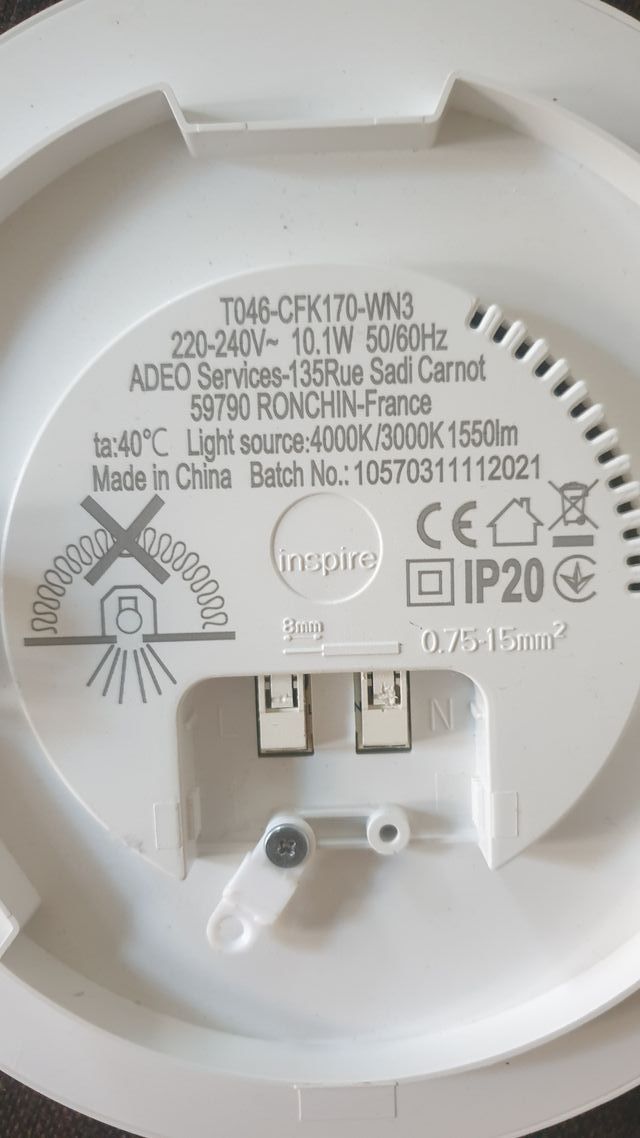 Plafon LED 17cm INSPIRE 11W 1550 lm