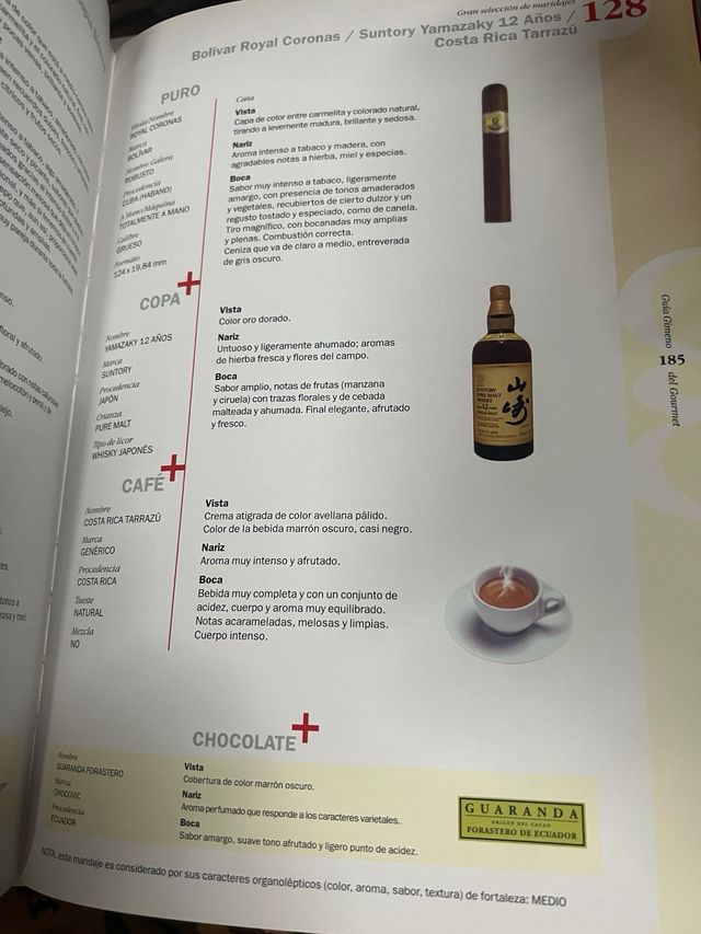 Libro: Cafe, Copa y Puro. Maridajes