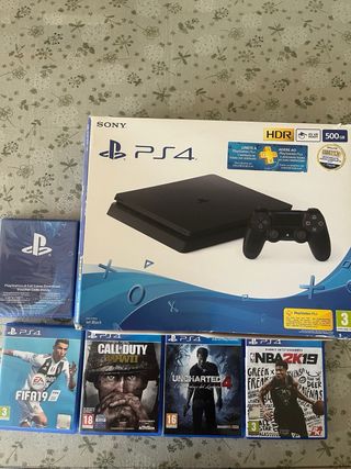 Ps4 slim 500 gb + 5 juegos