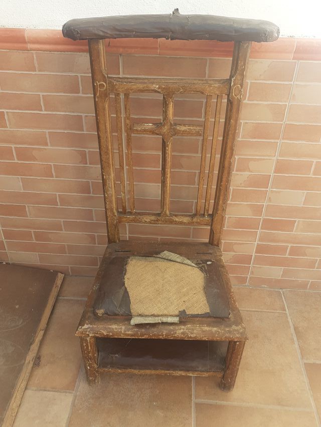 Bellissima poltrona reclinabile in legno, antica, pieghevole