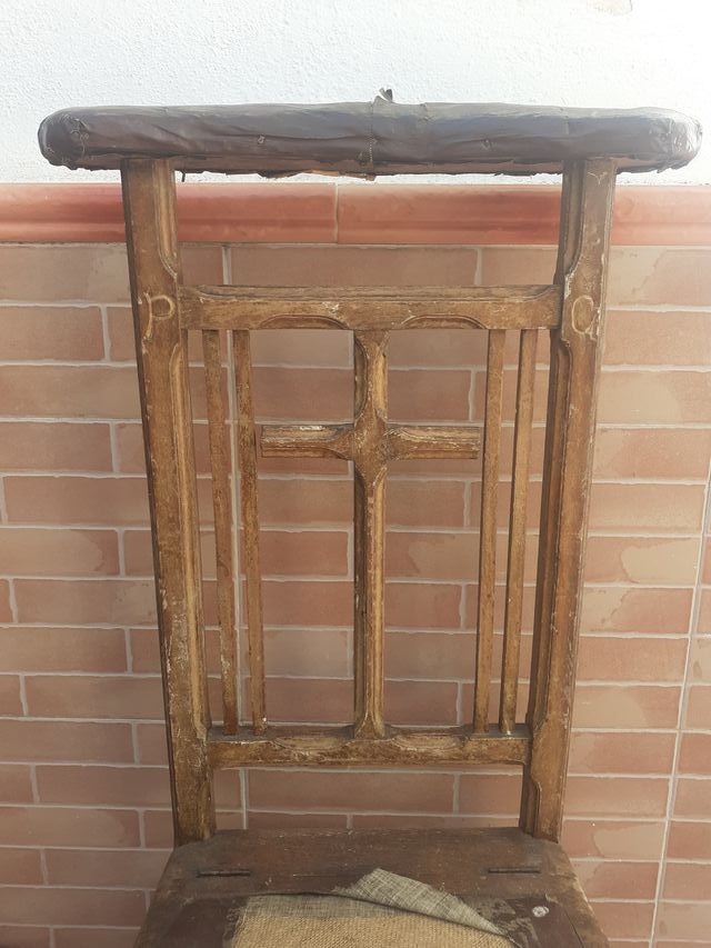 Bellissima poltrona reclinabile in legno, antica, pieghevole