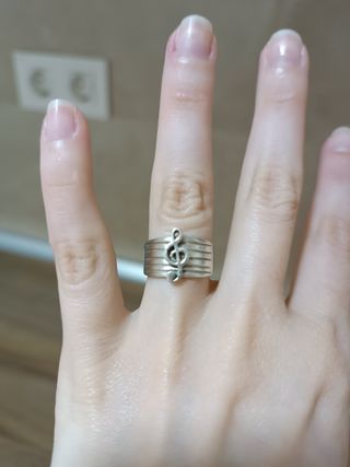 Anillo Sello Plata 925 Clave Sol Música Pentagrama