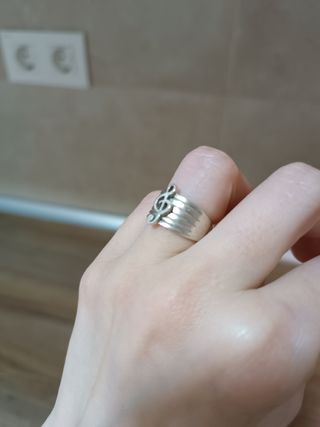 Anillo Sello Plata 925 Clave Sol Música Pentagrama