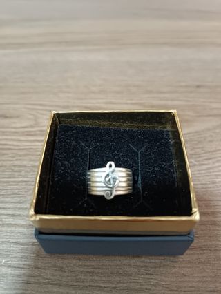 Anillo Sello Plata 925 Clave Sol Música Pentagrama