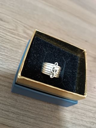 Anillo Sello Plata 925 Clave Sol Música Pentagrama