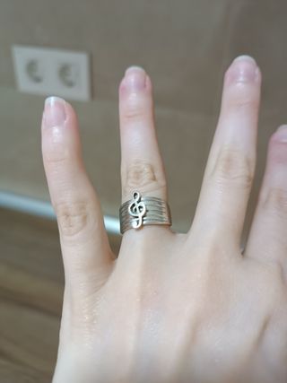 Anillo Sello Plata 925 Clave Sol Música Pentagrama