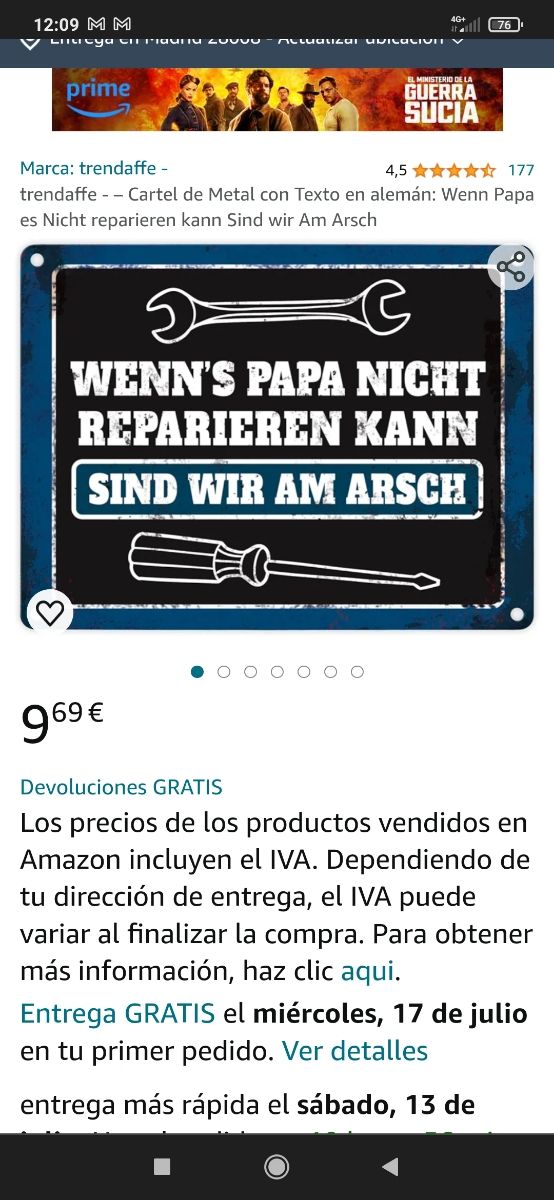 Placa decorativa / regalo papá en alemán