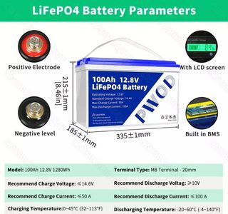 Batteria Solare Fotovoltaico 12,8V 100Ah Camper