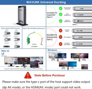 DOCKING STATION 15 EN 1. 3 HDMI 3 MONITORES 4K