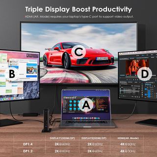 DOCKING STATION 15 EN 1. 3 HDMI 3 MONITORES 4K