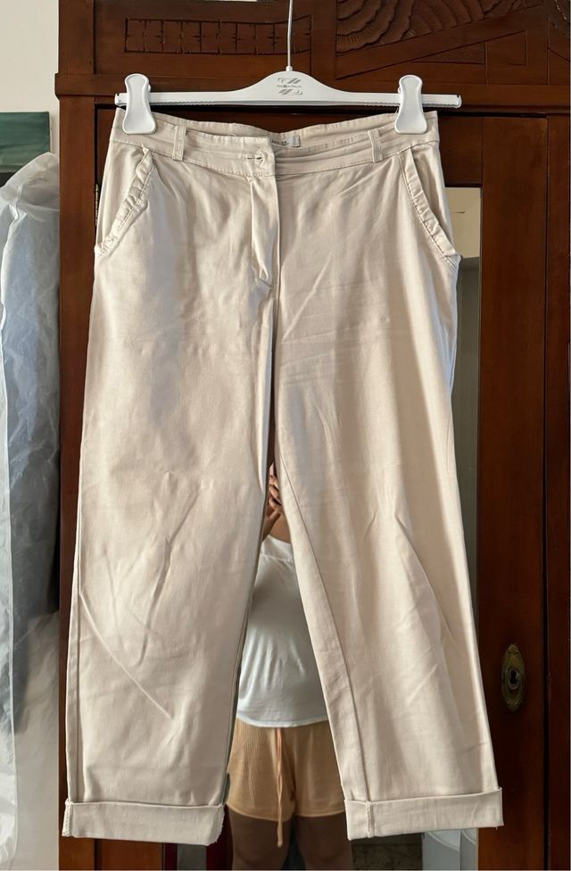 Pantaloni alla caviglia beige Candida tg S