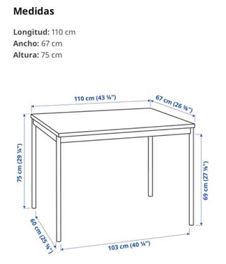 Mesa Ikea negra 110x67cm