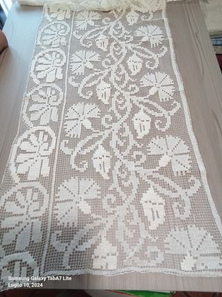 Runner/tenda antico filet-fiordalisi