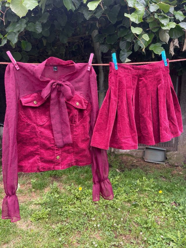 Conjuntos chica falda roja