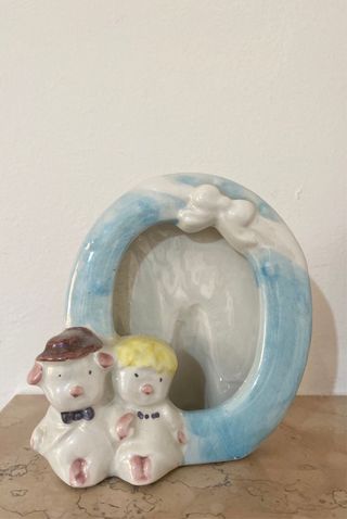 Porta foto in ceramica azzurra