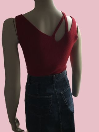 Top Rojo de punto Sin Mangas