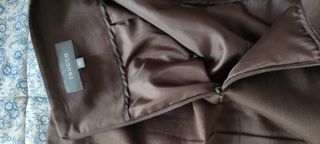 Falda chica t 42 marrón largo rodilla