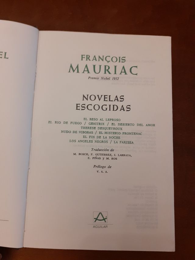 Francois Mauriac. Novelas escogidas.