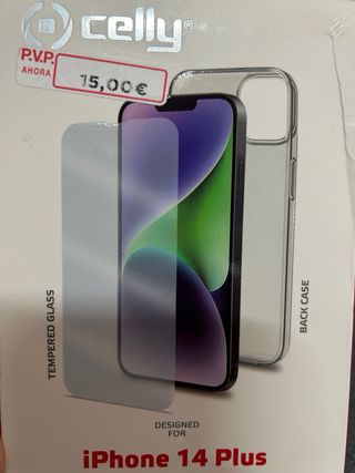 Carcasa iPhone 14 Plus y cristal templado