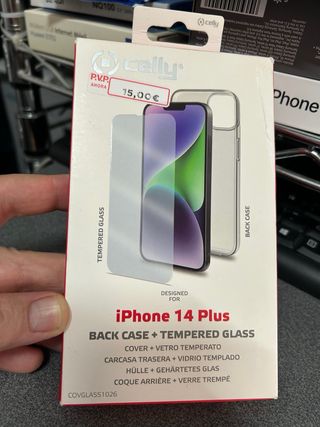 Carcasa iPhone 14 Plus y cristal templado