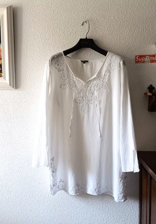 Vestido blanco bordado NUEVO TALLA XL 