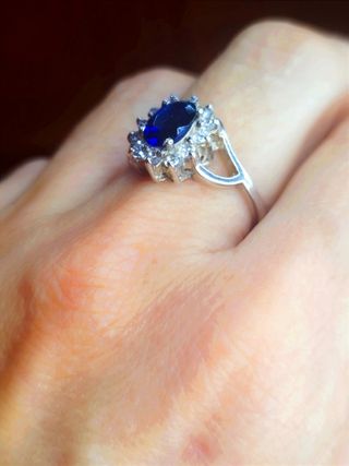 Anillo plata circonita azul y blancas