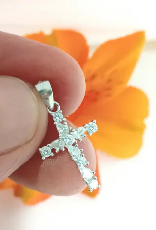 Colgante Cruz circonitas De Plata De Ley 925