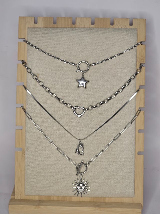 Collares plateados de acero inoxidable