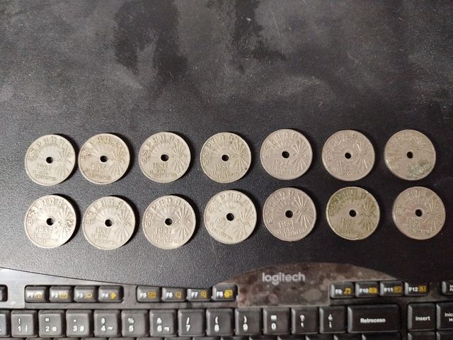 14 monedas 25 céntimos 1937