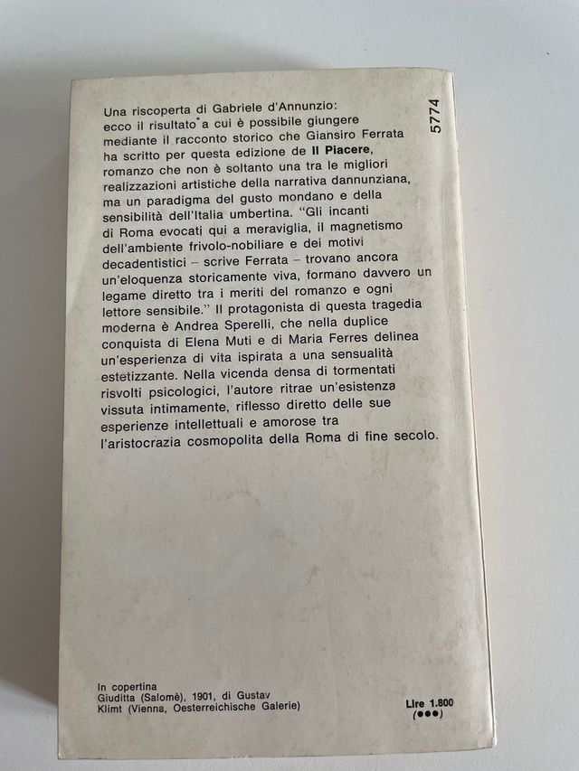 Libro ‘Il piacere’ - Gabriele D’annunzio