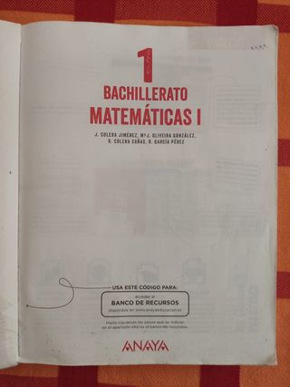 Libro Matemáticas I - 1 Bachillerato