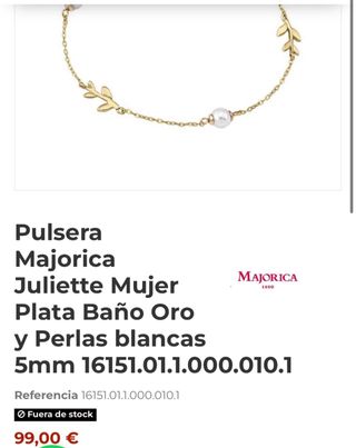 conjunto anillo y pulsera majorica Juliette