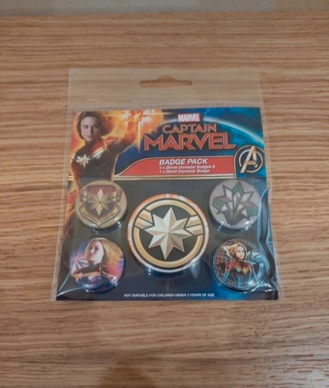 Pack 5 Chapas Marvel Captain Marvel