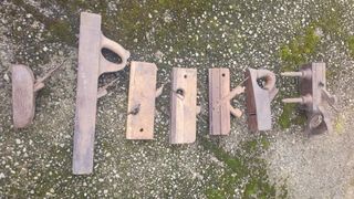 Cepillos, garlopa y guillamen antiguos de madera