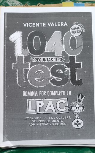 Libro LPAC Vicente Valera 1040 preguntas tipos tes