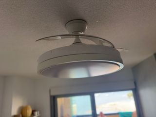 Ventilador techo luz led aspas retractil