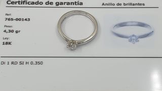 ANILLO ORO 18K BRILLANTE 0.350 CT